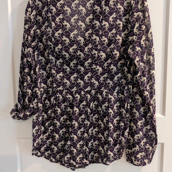 Anthropologie Cotton Button-Up Purple Patterned Blouse - Picture 5 of 8